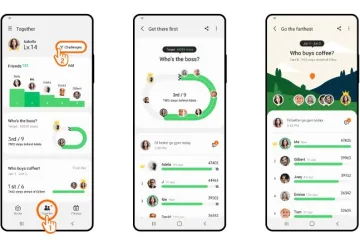 group challenge ux, samsung health app