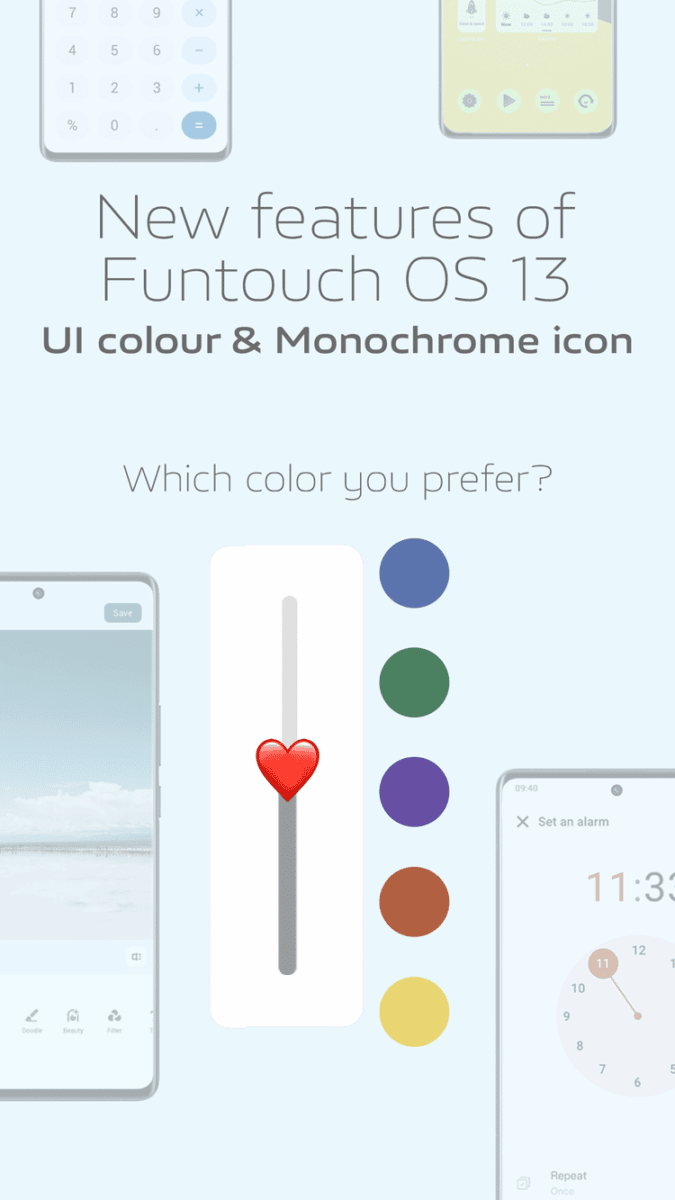 colors and monochrome icon in Funtouch OS 13