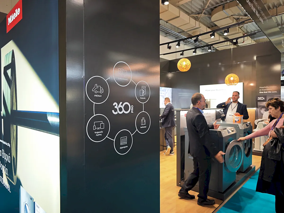 Άποψη του booth της Miele Professional στη HORECA 2026, όπου στυο επίκεντρο βρέθηκαν οι  ολιστικές λύσεις της 360PRO, photo by Electronicanto at HORECA 20226