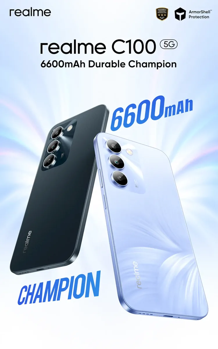 Το realme C100 5G διαθέτει πιστοποίηση MIL-STD-810H, προσφέροντας αυξημένη αντοχή σε πτώσεις, κραδασμούς, δονήσεις και μεταβολές θερμοκρασίας. Παράλληλα, η πιστοποίηση IP64