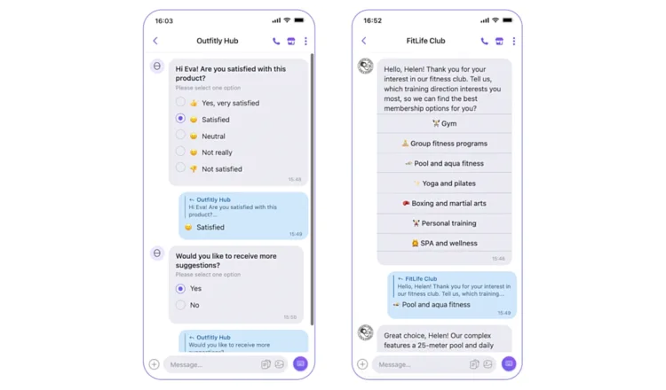 Viber quick replies bussiness messaging